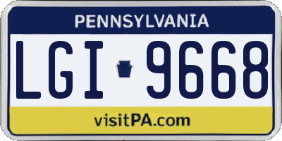 PA license plate LGI9668