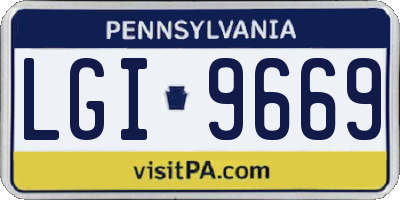 PA license plate LGI9669
