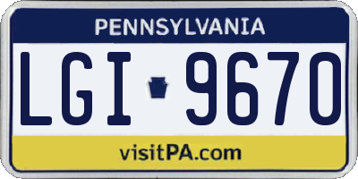 PA license plate LGI9670