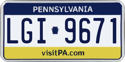 PA license plate LGI9671