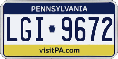 PA license plate LGI9672