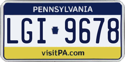 PA license plate LGI9678