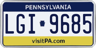 PA license plate LGI9685