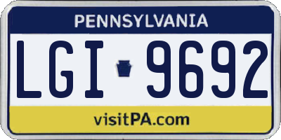 PA license plate LGI9692