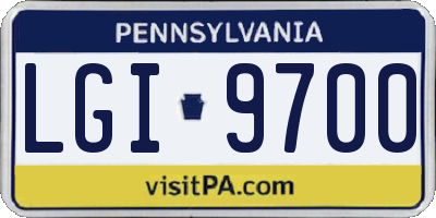 PA license plate LGI9700