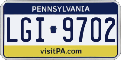 PA license plate LGI9702
