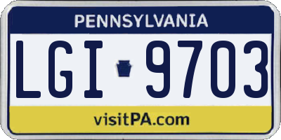PA license plate LGI9703