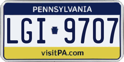 PA license plate LGI9707