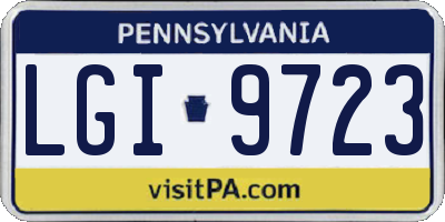 PA license plate LGI9723