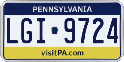 PA license plate LGI9724