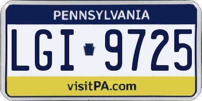 PA license plate LGI9725