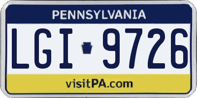 PA license plate LGI9726