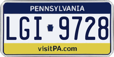 PA license plate LGI9728