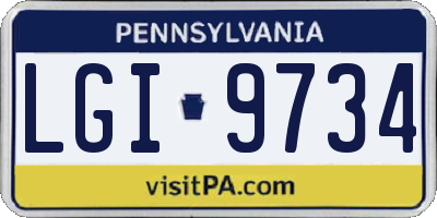 PA license plate LGI9734