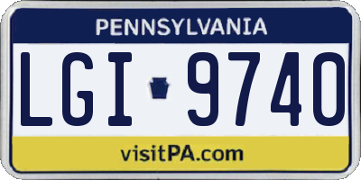 PA license plate LGI9740