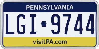 PA license plate LGI9744