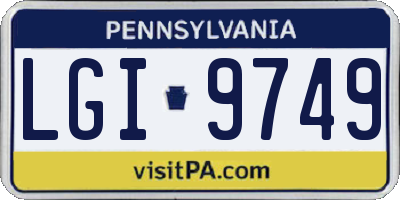 PA license plate LGI9749