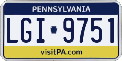 PA license plate LGI9751
