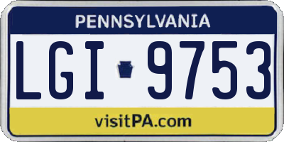 PA license plate LGI9753