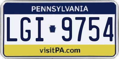 PA license plate LGI9754