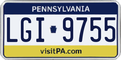 PA license plate LGI9755
