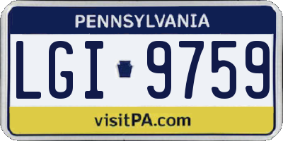 PA license plate LGI9759