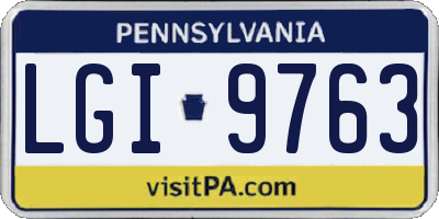PA license plate LGI9763
