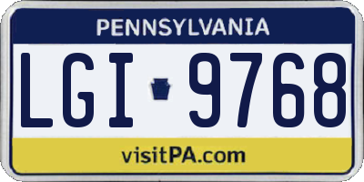 PA license plate LGI9768