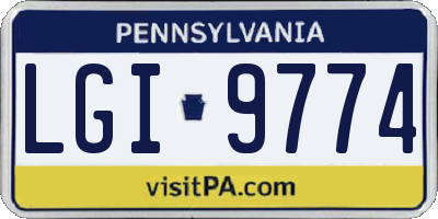 PA license plate LGI9774