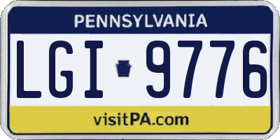 PA license plate LGI9776