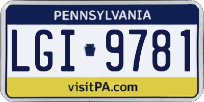 PA license plate LGI9781