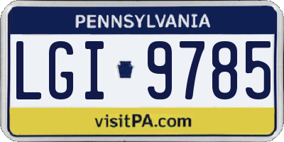 PA license plate LGI9785