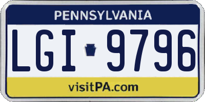 PA license plate LGI9796