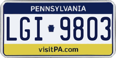 PA license plate LGI9803