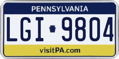 PA license plate LGI9804