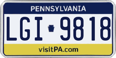 PA license plate LGI9818