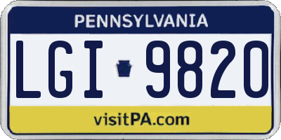 PA license plate LGI9820
