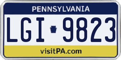 PA license plate LGI9823