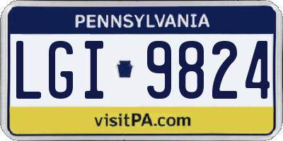 PA license plate LGI9824