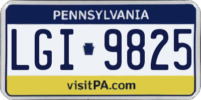 PA license plate LGI9825