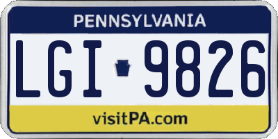 PA license plate LGI9826
