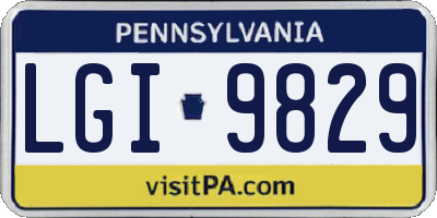 PA license plate LGI9829
