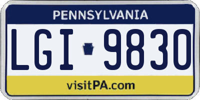 PA license plate LGI9830