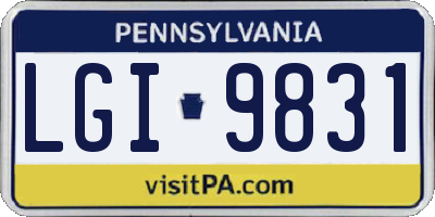 PA license plate LGI9831