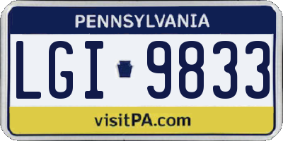 PA license plate LGI9833