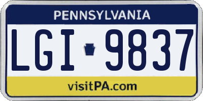 PA license plate LGI9837