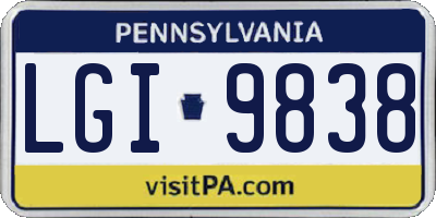 PA license plate LGI9838