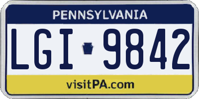 PA license plate LGI9842