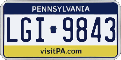 PA license plate LGI9843