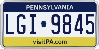 PA license plate LGI9845